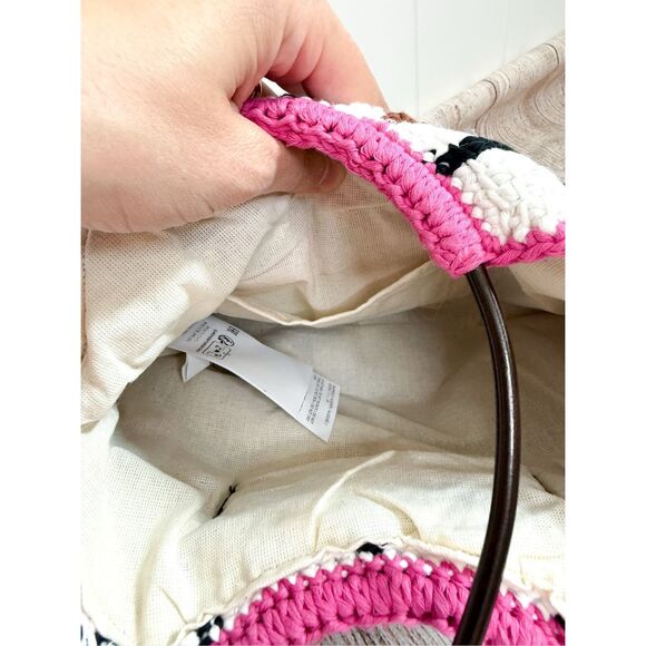 NWT Marni Market handbag in cotton knit with diamond pattern in Pink Crochet - Picture 7 of 16